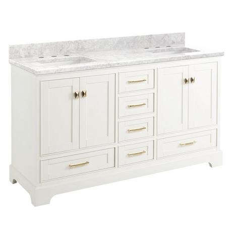 60" Quen Double Vanity With Rectangular Undermount Sinks - Soft White