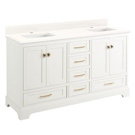 60" Quen Double Vanity With Rectangular Undermount Sinks - Soft White