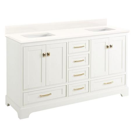 60" Quen Double Vanity With Rectangular Undermount Sinks - Soft White