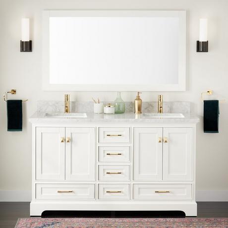 60" Quen Double Vanity With Rectangular Undermount Sinks - Soft White
