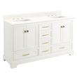 60" Quen Double Vanity With Rectangular Undermount Sinks - Soft White-Arctic White Quartz Widespread, , large image number 0