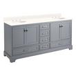 72" Quen Double Vanity With Undermount Sinks - Gray - Arctic White Quartz Widespread, , large image number 0