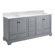 72" Quen Double Vanity With Rectangular Undermount Sinks - Gray - Carrara Marble Widespread, , large image number 0