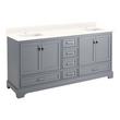 72" Quen Double Vanity With Rectangular Undermount Sinks - Gray - Arctic White Quartz Single Hole, , large image number 0