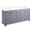 72" Quen Double Vanity With Rectangular Undermount Sinks - Gray - Feathered White Quartz Widespread, , large image number 0