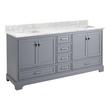 72" Quen Double Vanity With Rectangular Undermount Sinks - Gray - Carrara Marble Single Hole, , large image number 0