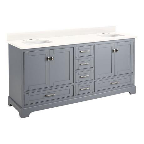 72" Quen Double Vanity With Rectangular Undermount Sinks - Gray
