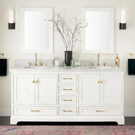 72" Quen Double Vanity With Undermount Sinks - Soft White