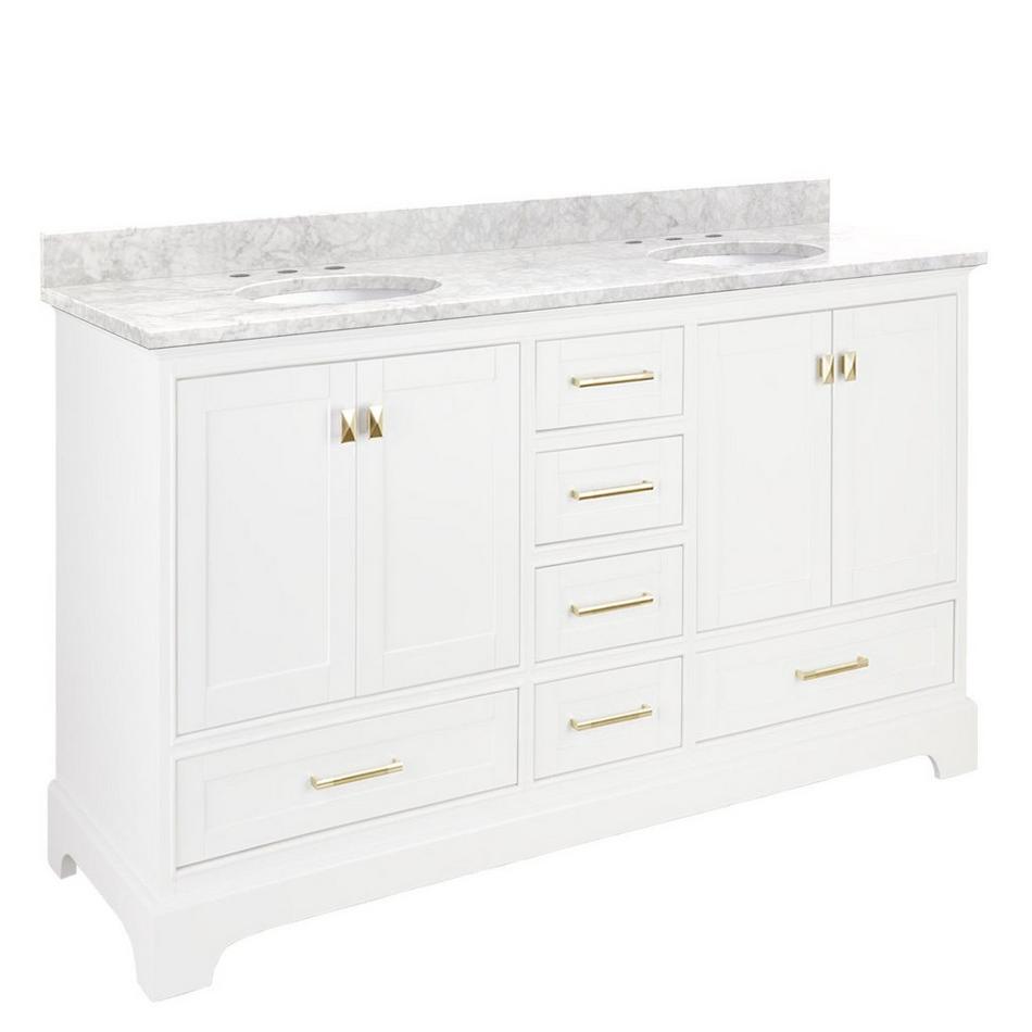 72" Quen Double Vanity With Undermount Sinks - Soft White - Carrara Marble Widespread, , large image number 0