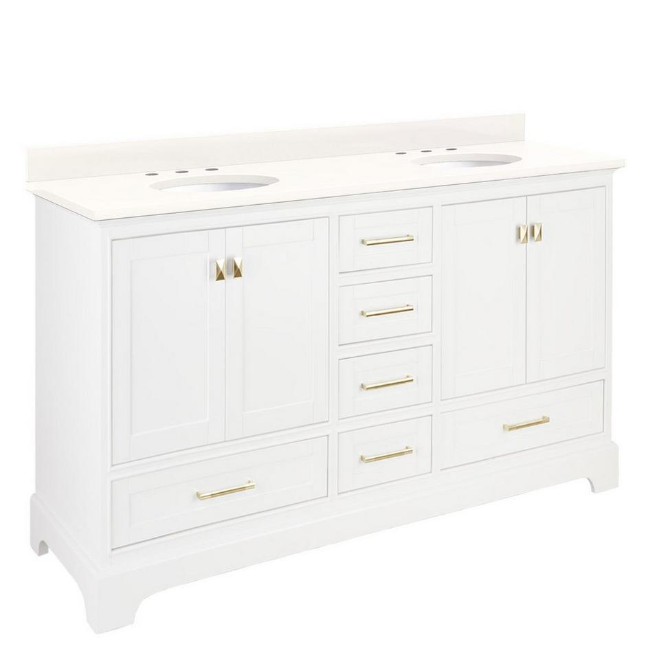 72" Quen Double Vanity With Undermount Sinks - Soft White - Arctic White Quartz Widespread, , large image number 0