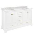 72" Quen Double Vanity With Rectangular Undermount Sinks - Soft White - Carrara Marble Widespread, , large image number 0