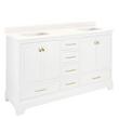72" Quen Dbl Vanity With Rectangular Undermount Sinks -Soft White-Arctic White Quartz No Faucet Hole, , large image number 0