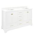 72" Quen Dbl Vanity With Rectangular Undermount Sinks -Soft White-Feathered White Quartz Single Hole, , large image number 0