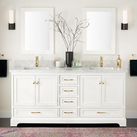 72" Quen Double Vanity With Rectangular Undermount Sinks - Soft White