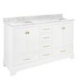 72" Quen Double Vanity With Rectangular Undermount Sinks - Soft White - Carrara Marble Single Hole, , large image number 0