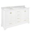 72" Quen Double Vanity With Rectangular Undermount Sinks - Soft White-Carrara Marble No Faucet Holes, , large image number 0