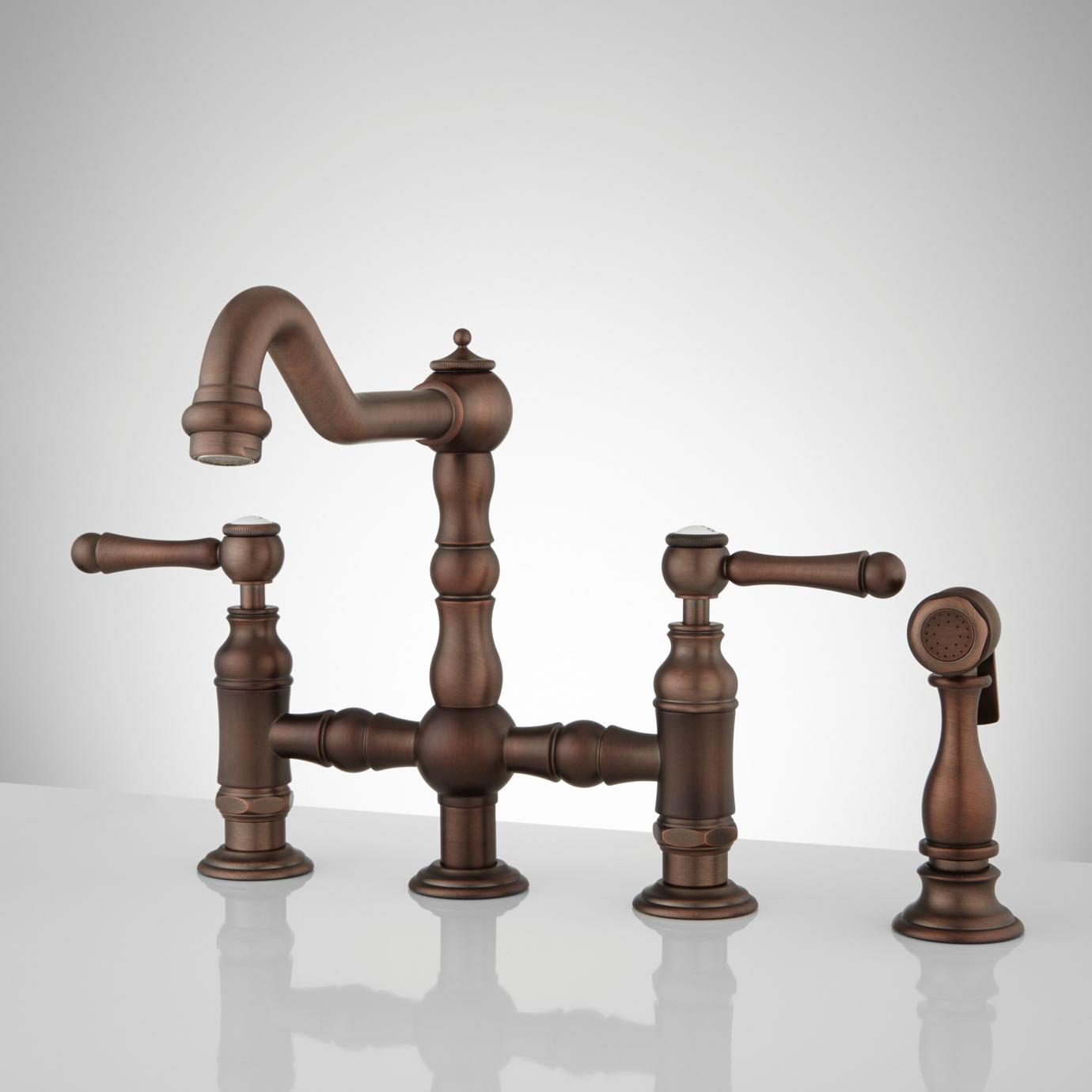 Bellevue Bridge Kitchen Faucet with Sprayer Lever Handles Chrome