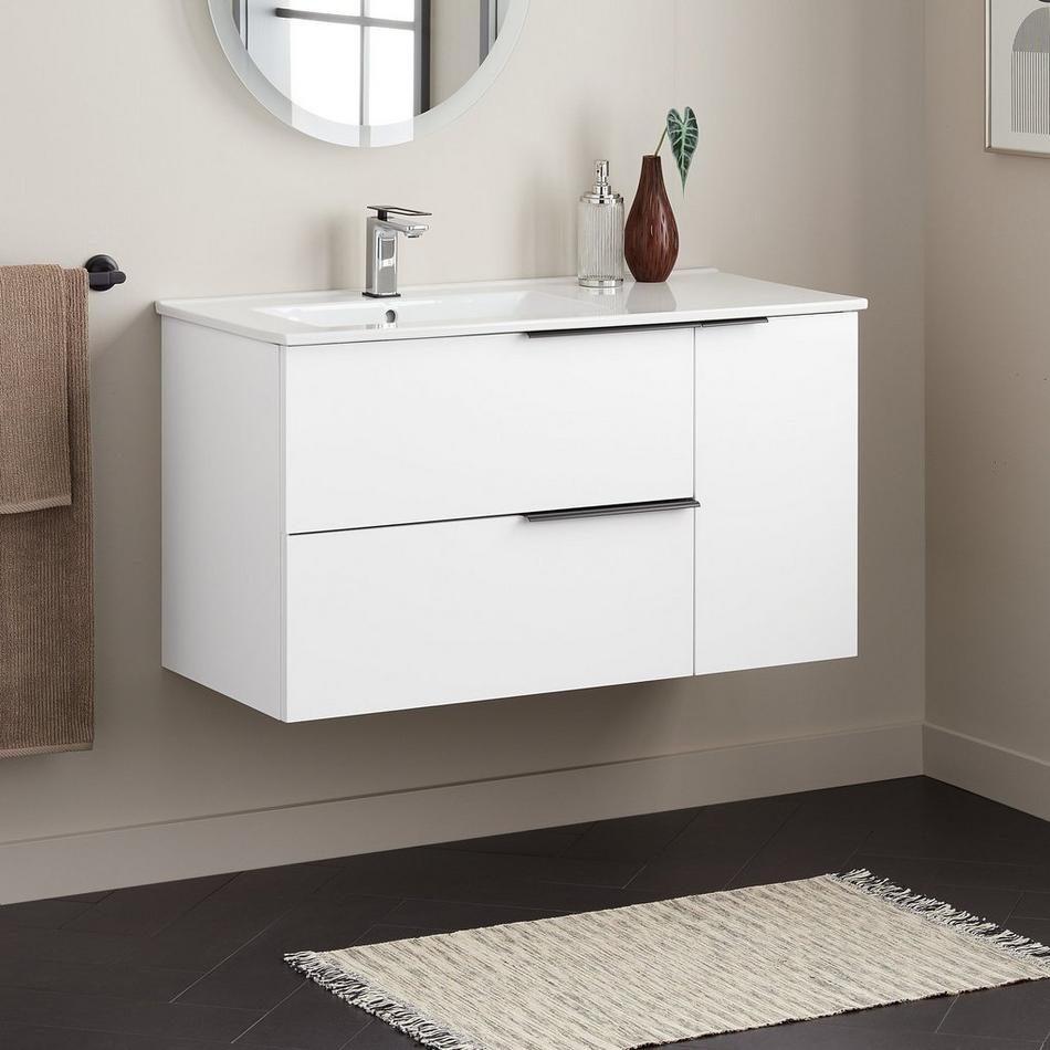 40" Varina Wall-Mount Vanity and Left Offset Sink - Glossy White, , large image number 0