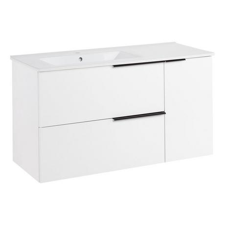 40" Varina Wall-Mount Vanity and Left Offset Sink - Glossy White