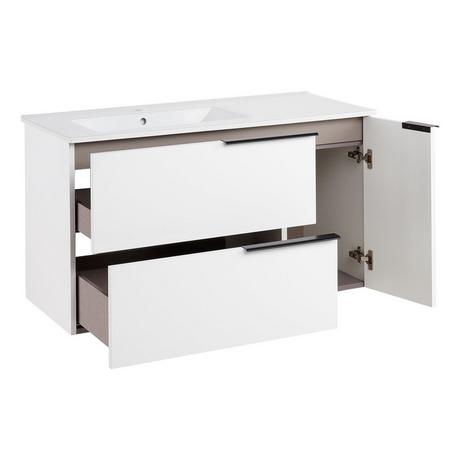 40" Varina Wall-Mount Vanity and Left Offset Sink - Glossy White