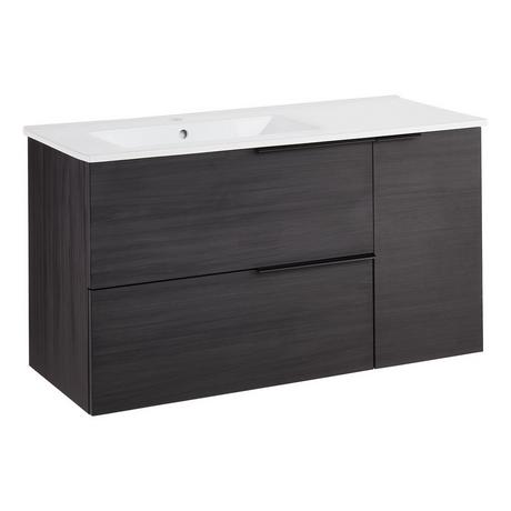 40" Varina Wall-Mount Vanity and Left Offset Sink - Ebony