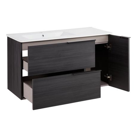 40" Varina Wall-Mount Vanity and Left Offset Sink - Ebony