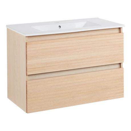 32" Kiah Wall-Mount Vanity and Sink - Light Oak