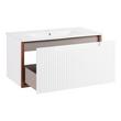 32" Bisbee Wall-Mount Vanity and Sink - Matte White with Warm Oak Frame, , large image number 2