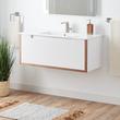 40" Bisbee Wall-Mount Vanity and Sink - Matte White with Warm Oak Frame, , large image number 0