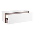 48" Bisbee Wall-Mount Double Vanity and Sinks - Matte White with Warm Oak Frame, , large image number 2
