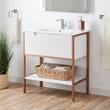 32" Bisbee Console Vanity and Sink - Matte White with Warm Oak Frame, , large image number 0