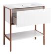 32" Bisbee Console Vanity and Sink - Matte White with Warm Oak Frame, , large image number 2
