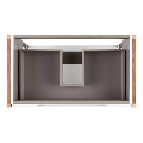 32" Bisbee Console Vanity and Sink - Matte White with Warm Oak Frame