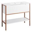 40" Bisbee Console Vanity and Sink - Matte White with Warm Oak Frame, , large image number 1