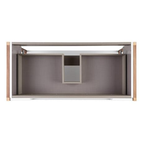 40" Bisbee Console Vanity and Sink - Matte White with Warm Oak Frame
