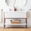 48" Bisbee Console Double Vanity and Sinks - Matte White with Warm Oak Frame, , large image number 0