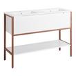 48" Bisbee Console Double Vanity and Sinks - Matte White with Warm Oak Frame, , large image number 1