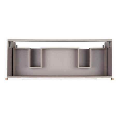 48" Bisbee Console Double Vanity and Sinks - Matte White with Warm Oak Frame