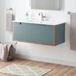 40" Bisbee Wall-Mount Vanity and Sink - Sage Green with Warm Oak Frame, , large image number 0