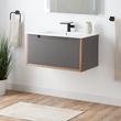 32" Bisbee Wall-Mount Vanity and Sink - Muted Gray with Warm Oak Frame, , large image number 0