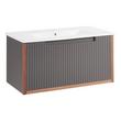 32" Bisbee Wall-Mount Vanity and Sink - Muted Gray with Warm Oak Frame, , large image number 1