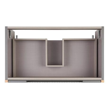 32" Bisbee Wall-Mount Vanity and Sink - Muted Gray with Warm Oak Frame