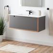 40" Bisbee Wall-Mount Vanity and Sink - Muted Gray with Warm Oak Frame, , large image number 0