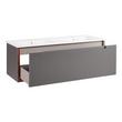 48" Bisbee Wall-Mount Double Vanity and Sinks - Muted Gray with Warm Oak Frame, , large image number 2