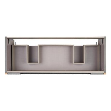 48" Bisbee Wall-Mount Double Vanity and Sinks - Muted Gray with Warm Oak Frame