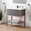 32" Bisbee Console Vanity and Sink - Muted Gray with Warm Oak Frame, , large image number 0