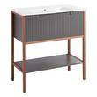 32" Bisbee Console Vanity and Sink - Muted Gray with Warm Oak Frame, , large image number 1