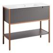 40" Bisbee Console Vanity and Sink - Muted Gray with Warm Oak Frame, , large image number 1