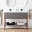 48" Bisbee Console Double Vanity and Sinks - Muted Gray with Warm Oak Frame, , large image number 0