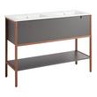 48" Bisbee Console Double Vanity and Sinks - Muted Gray with Warm Oak Frame, , large image number 1